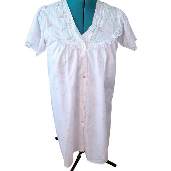 Vintage Other - Vintage Pastel Pink Floral Nightgown House Dress Set Coquette Women Size L